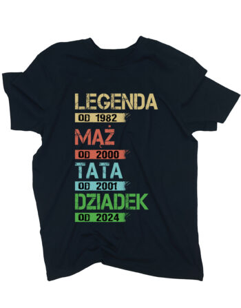 koszulka personalizowana dziadek legenda czarna