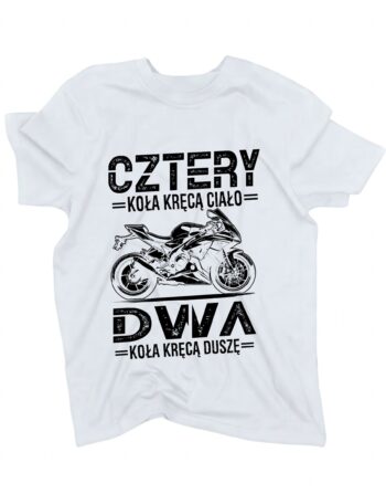 Koszulka Męska Motocykl Dwa Koła Kręcą Duszę Biała