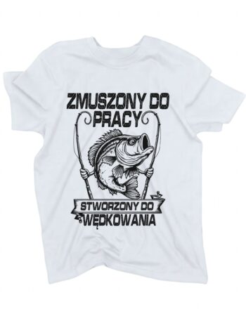 Koszulka Męska Stworzony Do Wędkowania Biała