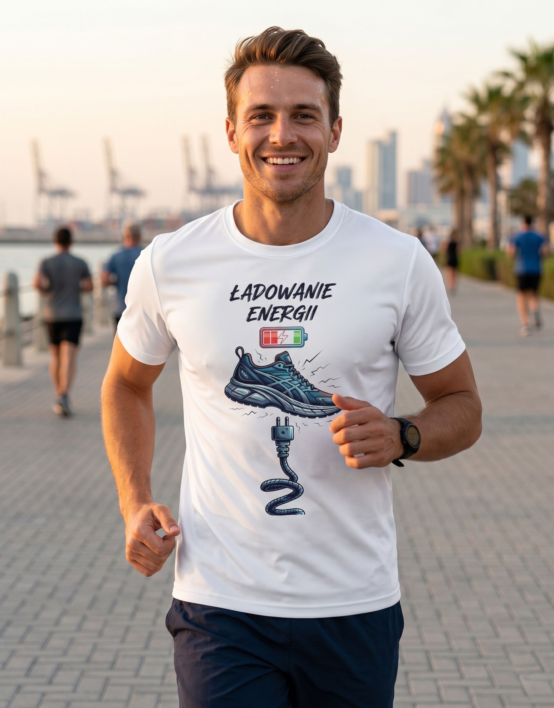 koszulka-bieganie-ladowanie-energii-unisex-biala-meska koszulka bieganie ladowanie energii unisex biala meska