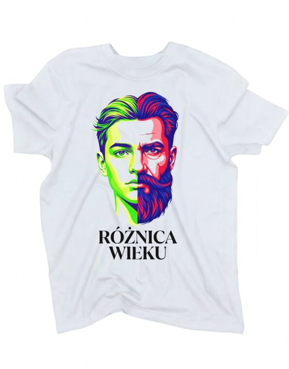 koszulka broda roznica wieku biala