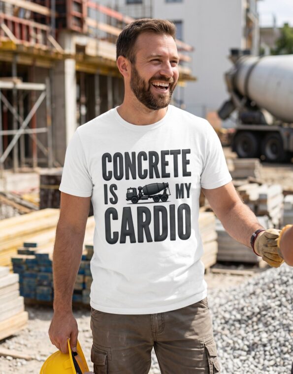 koszulka budowlaniec concrete cardio unisex biala meska