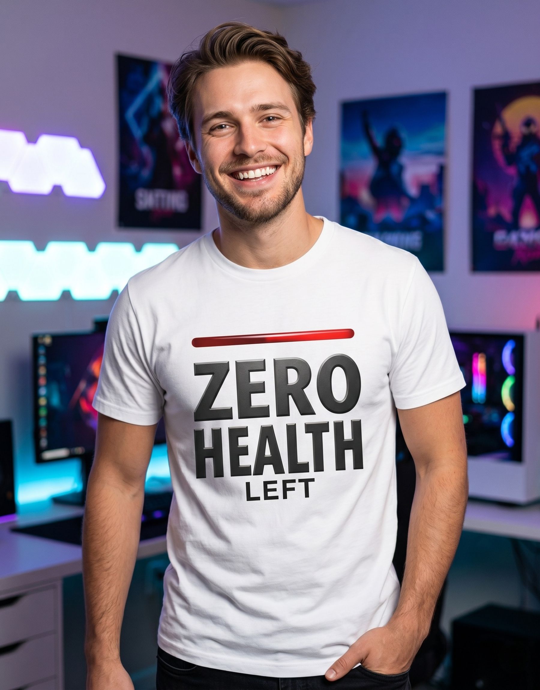 koszulka-gracz-zero-health-unisex-biala-meska koszulka gracz zero health unisex biala meska