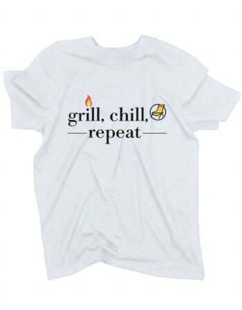koszulka grill chill repeat biala